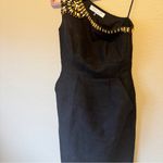 Trina Turk Black One Shoulder Mini Dress Womens 2 Wood Bead Classic Summer Vaca Photo 5
