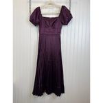 Lulus NWOT  Flawless Forever Dark Purple Satin Pleated Midi Dress Size XXS Photo 3