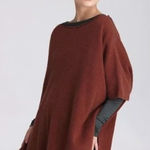 Vince Ribbed Cashmere Wool Poncho Sweater Henna Brown Oversized Womens XS Photo 0