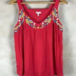Self Esteem Red Embroidered Tank Top NWT Size Medium Photo 1