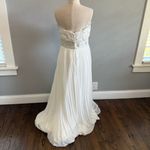 Jasmine Couture Strapless Wedding Dress Pleated Skirt Size 8 Sequins Beaded White Photo 8