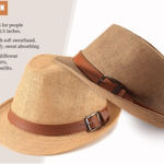 Boutique Ultrafun Straw Fedora Hat Classic Manhattan brown khaki Unisex Photo 0