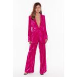 Nasty Gal Magenta Pink Crushed Velvet Blazer & Wide Leg Pants Set Size 2 Photo 13