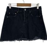 American Eagle  Outfitters Denim Skirt Womens Size 2 Black Button Fly Grunge Goth Photo 1