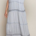 POL NWT  Maxi Ruffle Flutter Sleeve Dress Size Size Large Flowy Lace‎ Trim Photo 0