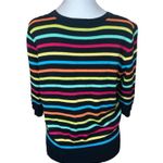 Jillian Nicole Striped Colorful 3/4 Sleeve Cardigan Sweater XL Rainbow Bright Black Photo 2