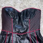 ZARA Faux Leather Strapless Black and Red Mini Dress(Size Large) Photo 4
