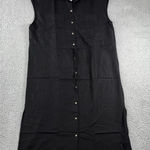 Old Navy  Sleeveless Button Up Dress Women Large Mid Length‎ Black Drawstring NWT Photo 0