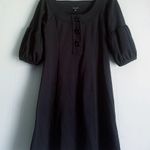 Nine West Black Relaxed Shift Mini Dress Puff Sleeve Small LBD Goth Wednesday Photo 0