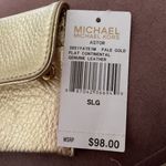 NWT Michael Kors Astor Flat Continental Gunmetal Leather Wallet Gold Photo 6