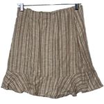 Abercrombie & Fitch NEW  White Tan Striped Linen Ruffle Wrap Mini Skirt Size XS Photo 3