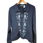 Jaclyn Smith Women's Jacket XL Blue Floral Zip Up Photo 1