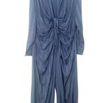 Choosy Women's Slate Blue Deep V Striped Satin Jumpsuit Size 20 NWT Photo 1