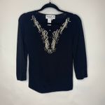 Joseph A Embellished Beaded Black Sweater Sz Medium Photo 4