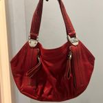 B Makowsky Red leather bag with cheetah inside Photo 0