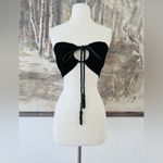 Anthropologie Farm Rio Bandeau Front Cut Out Crop Top in Black Size Small NWOT Photo 2