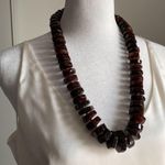 Handcrafted Boho Chunky Statement Graduated Amber Bead Strand Necklace Brown Photo 6