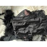 Chic Black Sheer Camisole with Feather Accents Size L Photo 7