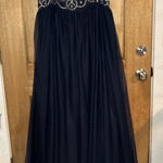 Blondie Nites Navy blue Dress with Beaded Bodice embellished size 21 Photo 0