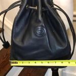 Gucci Navy Blue Leather Drawstring Bucket Shoulder Bag Blue Suede Lining VINTAGE Photo 11