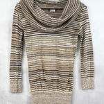 A Byer Vintage‎  Womens Sweater Small Striped Metallic Cowl Neck Y2K Photo 0