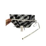 WILD FOX Woven Tote Bag Black Silver Houndstooth Large Shopper Beach Bag Photo 4