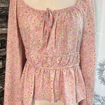 Derek Heart Crop Top Long Sleeve Large Floral High Waist On/Off Shoulder Barbie Photo 0