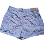American Eagle Mom Shorts Women Size 10 Blue Corduroy High Rise Pleated Cuffed Photo 1