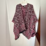 Vince Camuto burgundy leopard print wool cape with fringe Photo 4