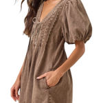 Altar'd State Altar’d State Evie Puff Sleeve Denim Romper Size XS Photo 0