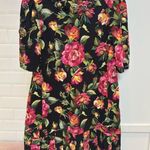 Dolce & Gabbana  Black Dress with Pink and Green Floral Design Photo 0