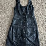 Free People Elandra Mini Button Down Dress In Black Leather Photo 3