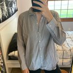 Apt. 9  Button Down Grey Stripped Long Sleeve Top Photo 4