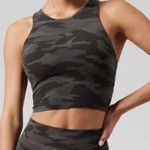 Athleta Top Womens Small Black Grey Camo Print Conscious Crop Tank Photo 0