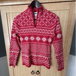 Vintage Nordic Meister Winter Sport Ski Sweater Women's 1/4 Zip Sz S Wool blend Red Photo 6