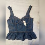 Anthropologie NWT  Pilcro Embroidered Peplum Corset Top Size L Photo 6