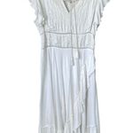 Anthropologie RAGA Rachell Flutter Sleeve Midi Dress White Size Medium Cottagecore Boho Fairy Photo 2