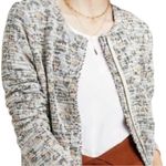 Anthropologie  DOLAN Left Coast Full Zip Grey/Ivory/Brown Tweed Cardigan Sweater Photo 2