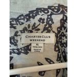 Charter Club NWT Button Up Shirt Floral Paisley Bright White Black Women's XL Photo 4