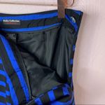 Dalia Collection Striped Pleat Front Pencil Skirt Royal Blue & Black 6 Photo 5