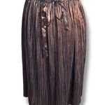 Modcloth Metallic Bronze Plissé Pleated Bow Tie Front Retro Glam Midi Skirt Photo 0