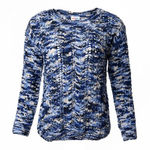 LuLaRoe  Mariah Blanks Blue White Black Chunky Swearter Chenille & Faux Cashmere Photo 0