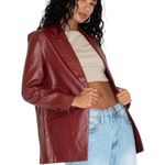 Princess Polly - Jocelyn Faux Leather Boyfriend Blazer Burgundy Sz M/L Photo 0