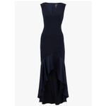 Adrianna Papell ADRIANA PAPELL Navy Satin Crepe Button High-Low Gown Size 10 Photo 10