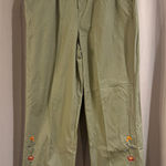 White Stag  Olive Green Chinos with Floral Embroidery Photo 0