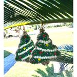 Handmade Caribbean Christmas Tree Earrings  Beaded Ornaments Island Vacat… Photo 2