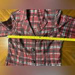 Preston & York  Plaid Button Up Lightweight Jacket Red Black Holiday Career Sz 8 Photo 7