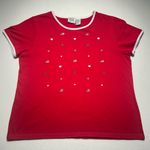 Jason Maxwell Vintage Red Patriotic T-Shirt USA Flag Hearts Stars Size Large Photo 0