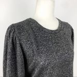 ZARA  Shimmer Metallic Black Blouse Ruched Shoulders Large Cocktail Office Party Photo 3