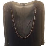 French Connection  Beaded Shift Dress Sheer Back Navy Blue Size 8 Party E… Photo 3